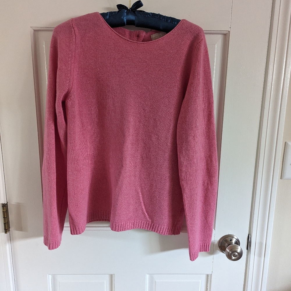 Pink merino wool and cashmere blend Italian sweater